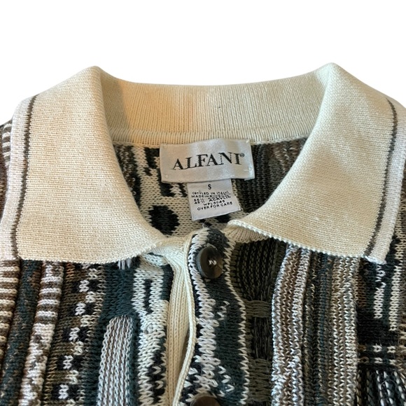 SOLD Alfani Vintage Coogi Style Pullover Polo 3D Textured Sweater Size Small - Picture 4 of 5